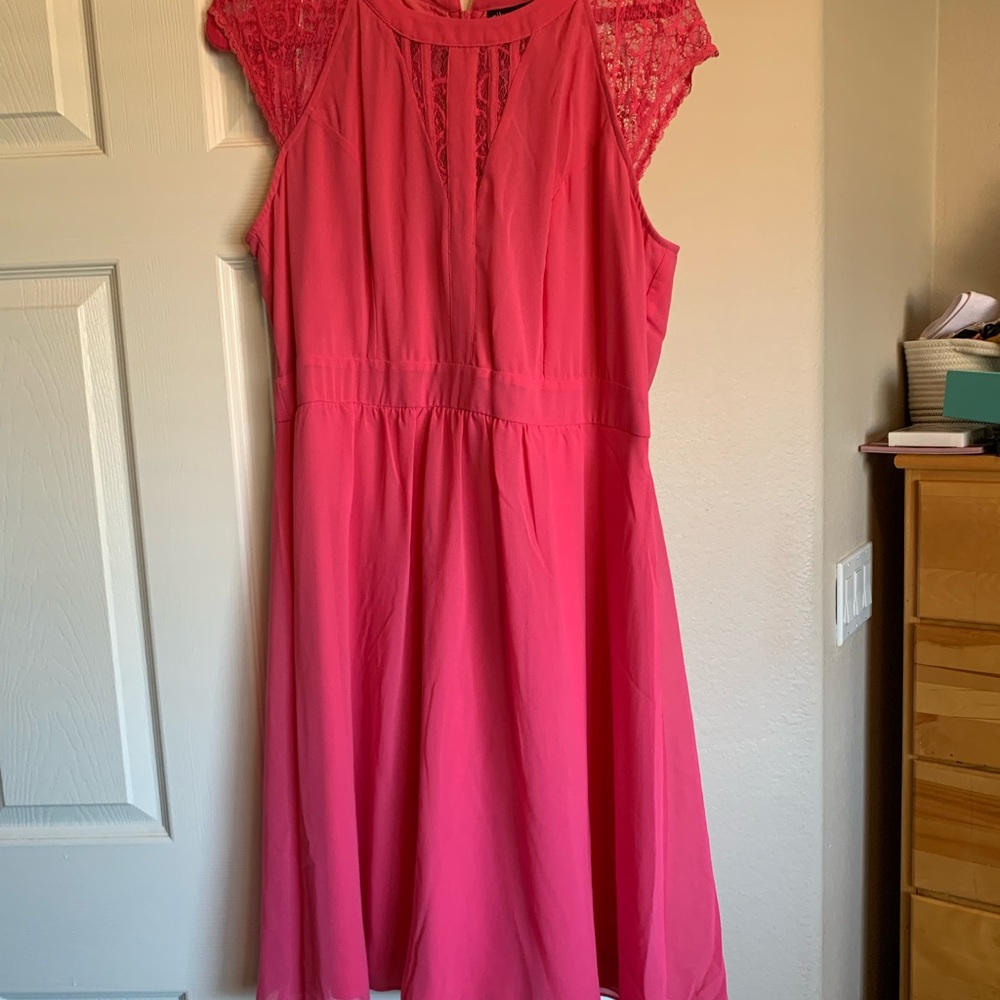 CityChic pink romance lace trim dress NWT size M/18 new